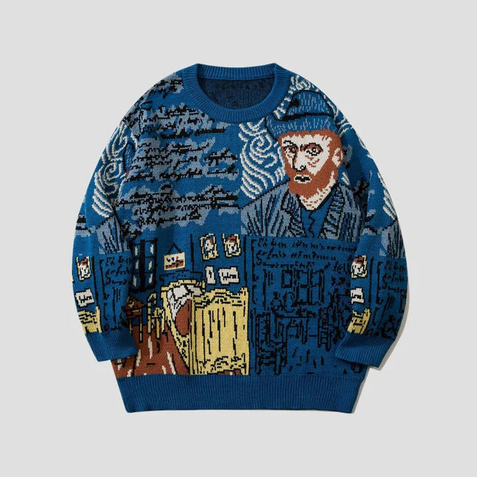 All-over Graffiti Loose Sweater