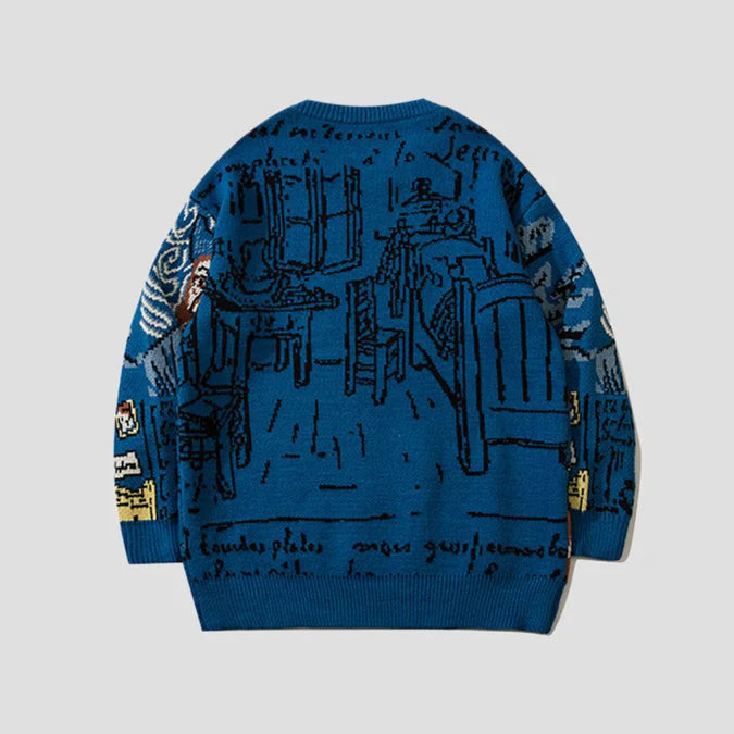 All-over Graffiti Loose Sweater